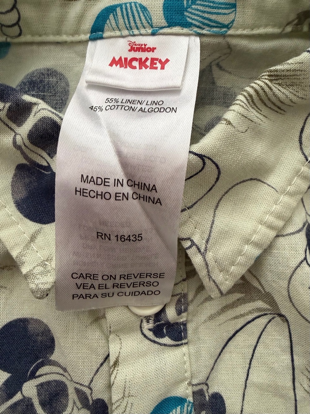 Disney Junior Mickey Mouse Tropical Hawaiian Shirt Size 3T Button Down Boys - Picture 5 of 6